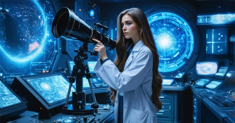 scientist with telescope