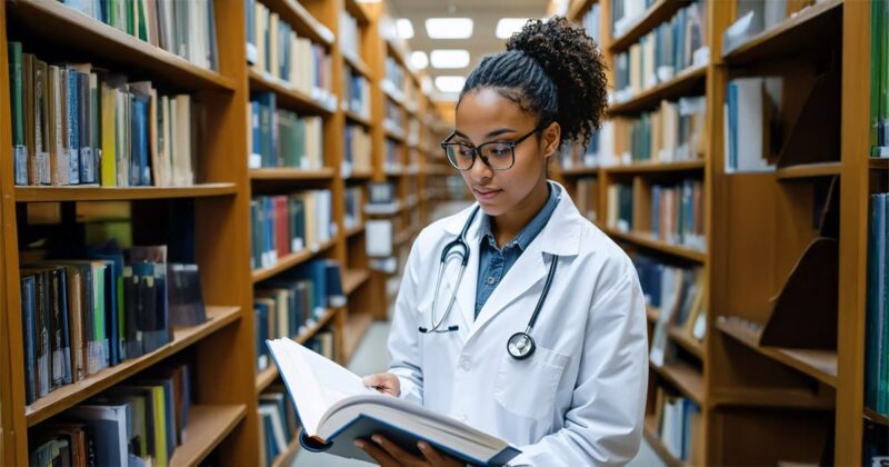 student doctor reading