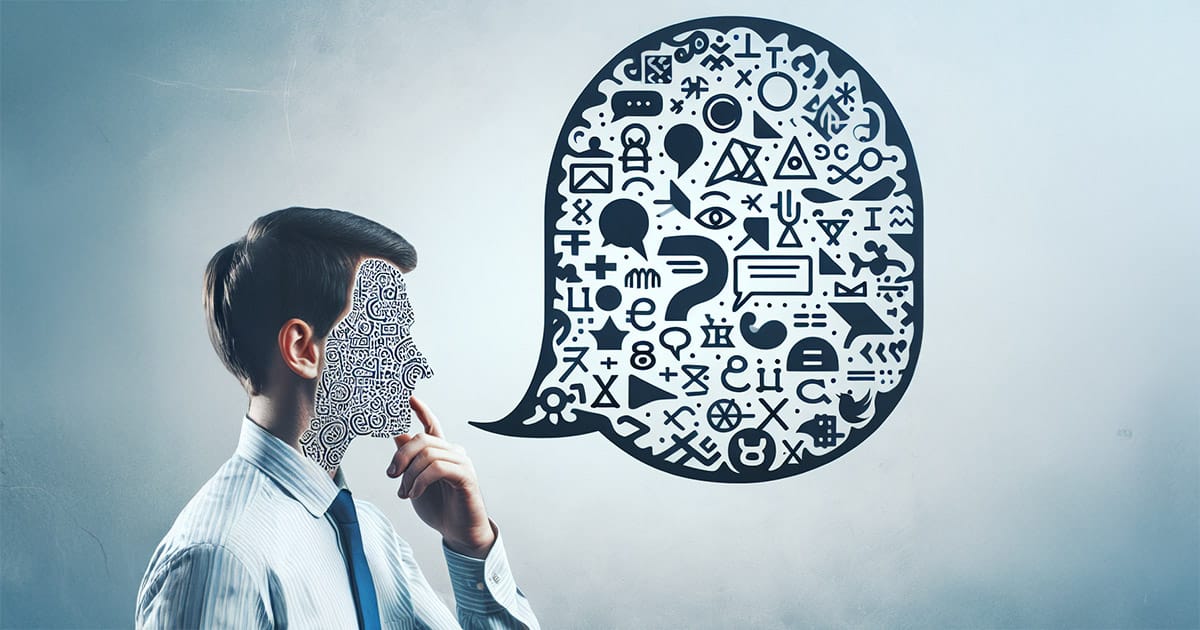 person with slang bubble