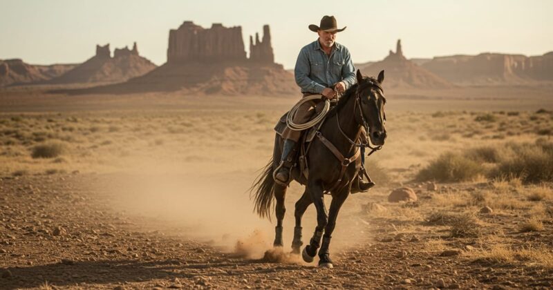 cowboy riding horse